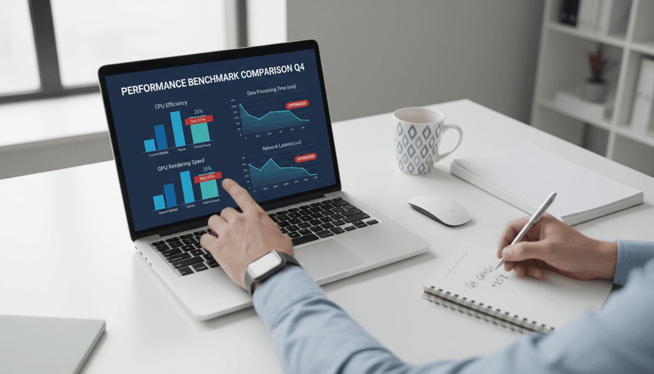 Performance benchmark comparison dashboard with collaborative team view