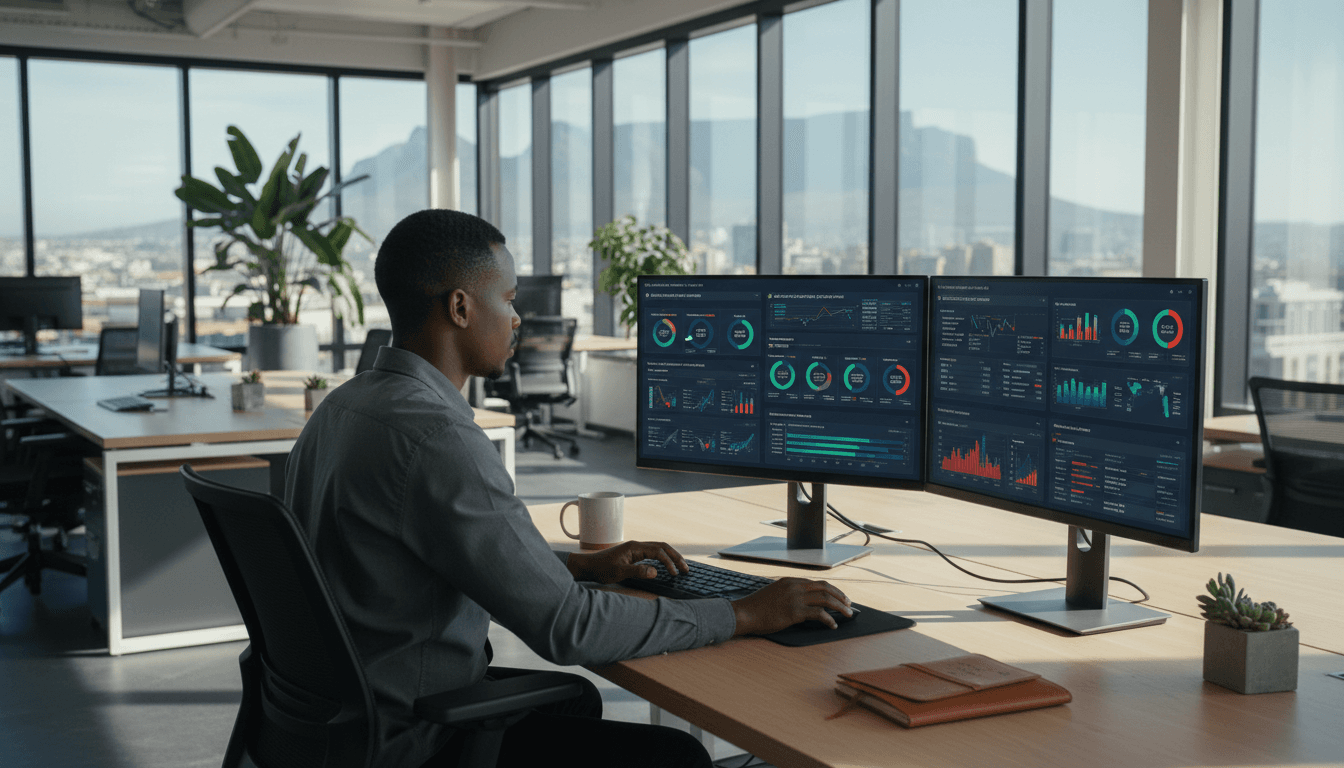 Data analyst reviewing campaign performance metrics on desktop