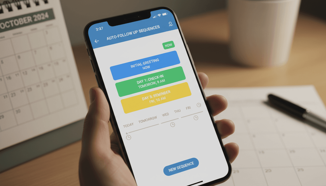 WhatsApp follow-up automation showing scheduled nurture sequences