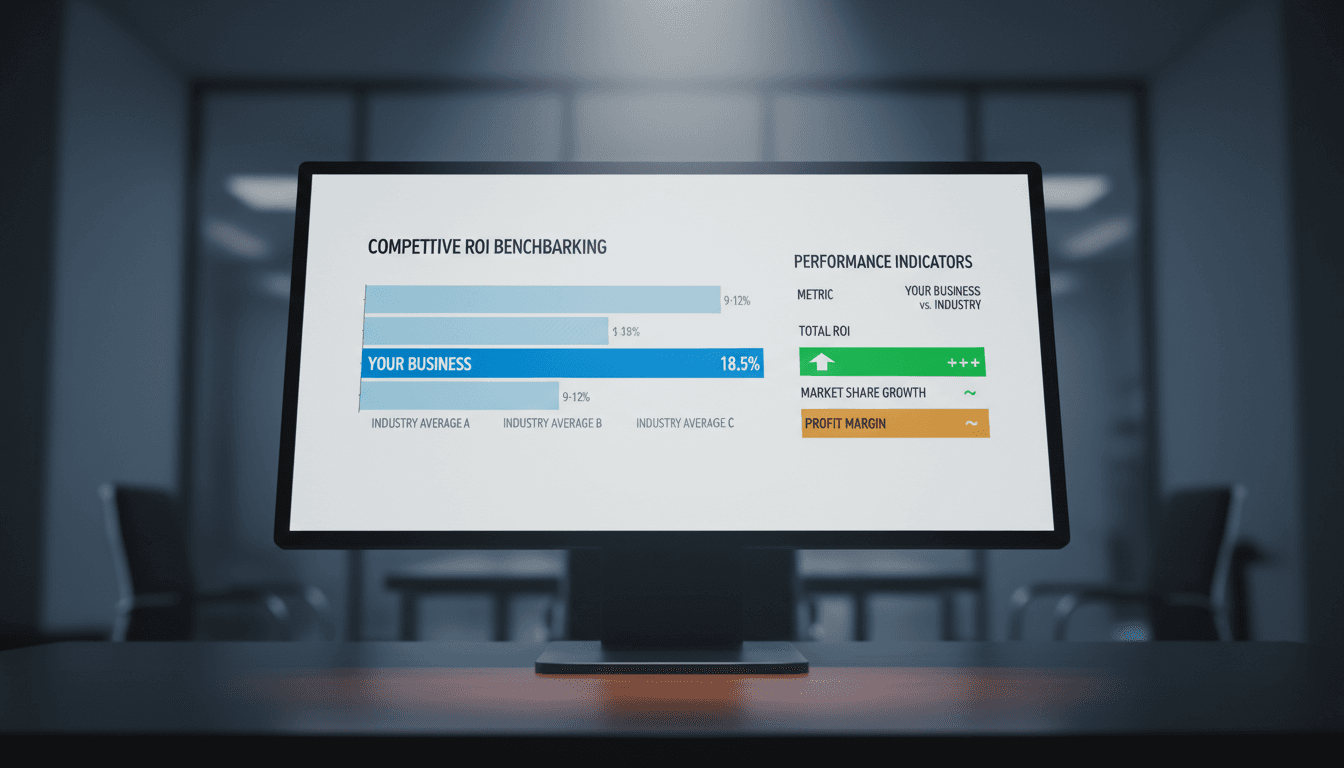 ROI benchmarking analysis showing your marketing performance compared to industry standards
