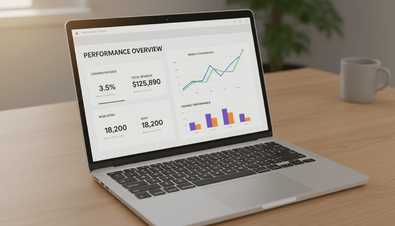 Performance-first website design with conversion metrics dashboard