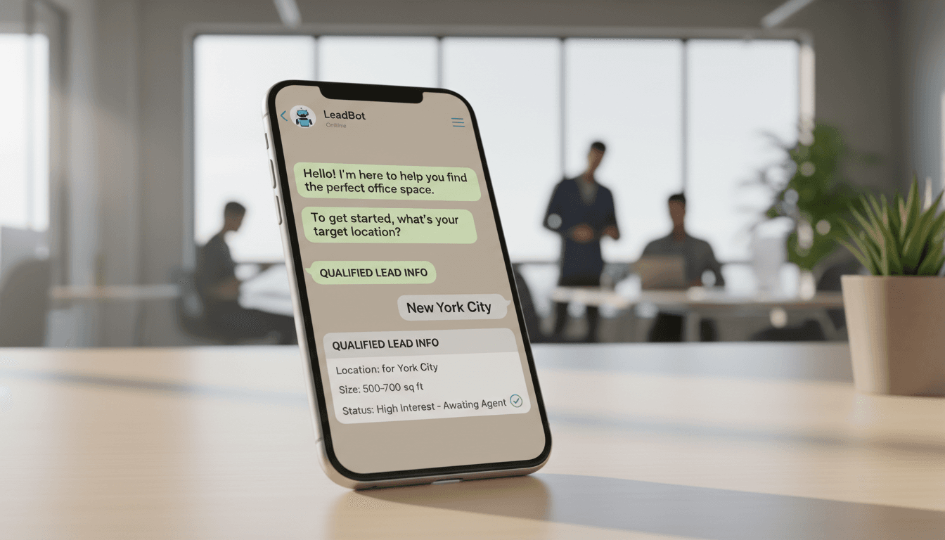 Automated WhatsApp lead capture interface showing incoming inquiries